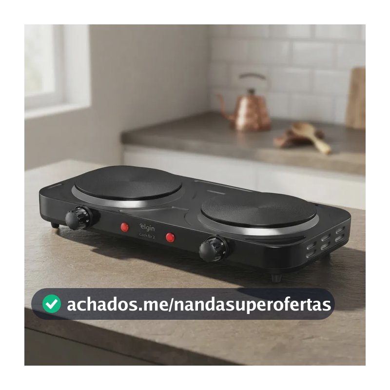 Fogão Cooktop Elétrico Elgin 2 Bocas Preto