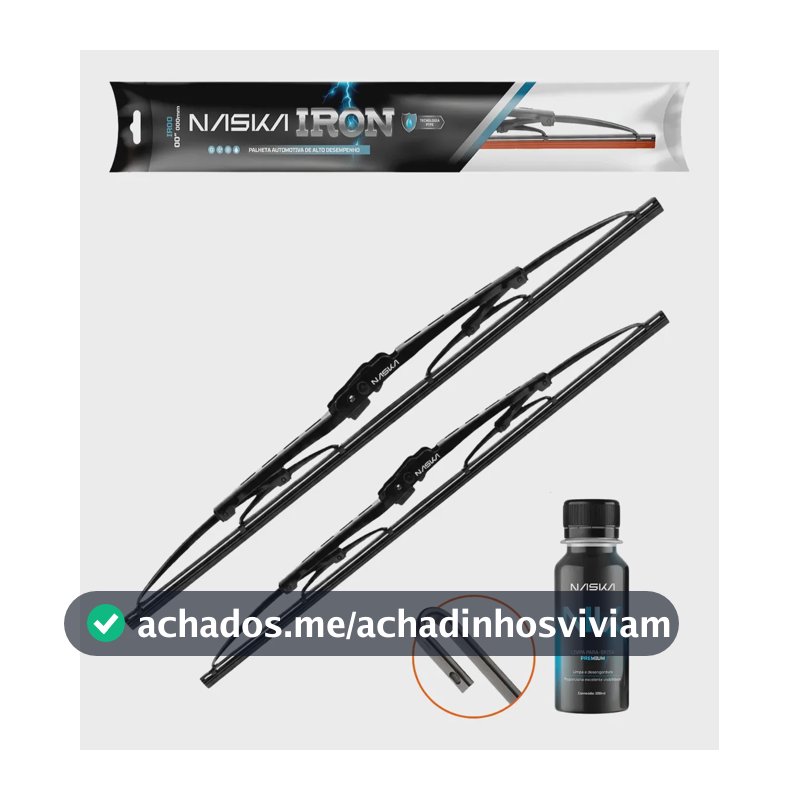 Palheta Limpador Para-brisa Naska Iron Encaixe Gancho Preto 206 1999 A 2020