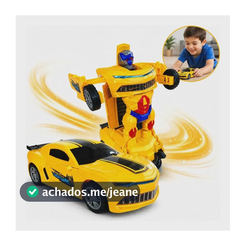 Carrinho Vira Robo Carro Camaro Transformers 2 Em 1 Som Luz Camaro Amarelo Amarelo