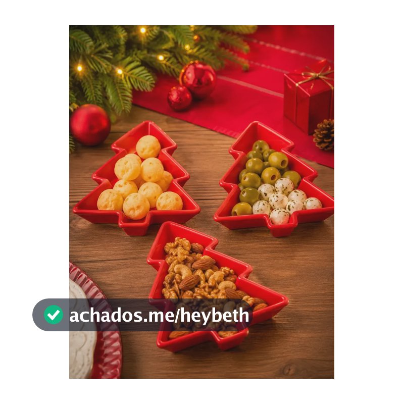 Kit 3 Petisqueiras Natalinas Árvore Decoração Mesa Ceia 24cm Vermelho