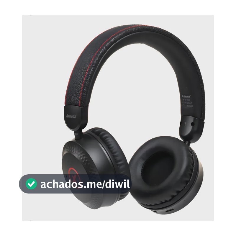 Fone De Ouvido Preto Sem Fio Bluetooth Alta Potência Amvox Preto