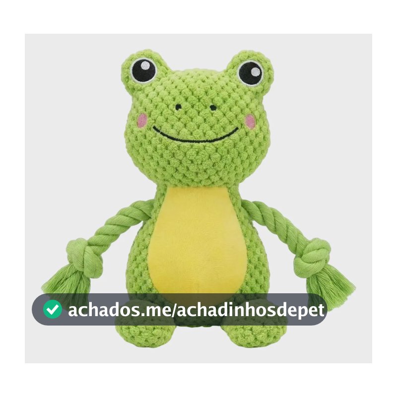 Brinquedo Coelho Pelúcia C/ Corda P/ Cães | Tecido Abacaxi A Verde
