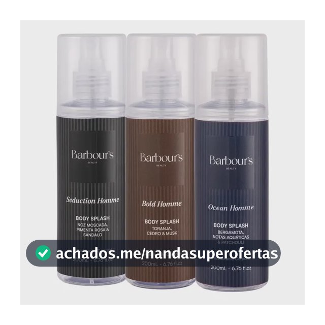 Kit 3 Body Splash Masculino Homme Desodorante Barbours 200ml