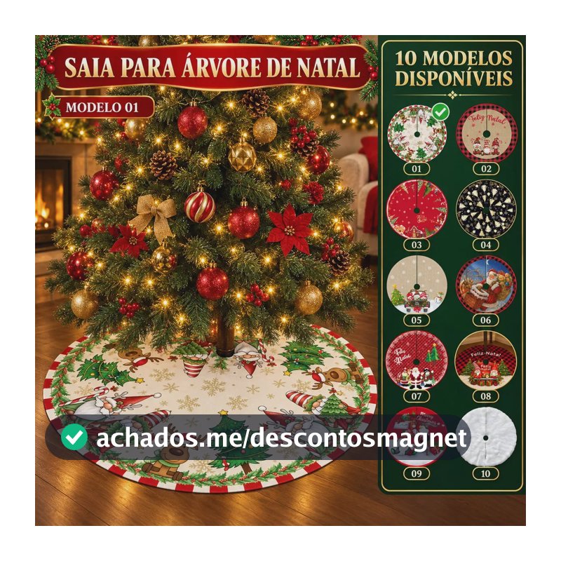 Saia Tapete Base Árvore De Natal Decoração Papai Noel Enfeite Natalino Luxo Modelo 1 Luvinco