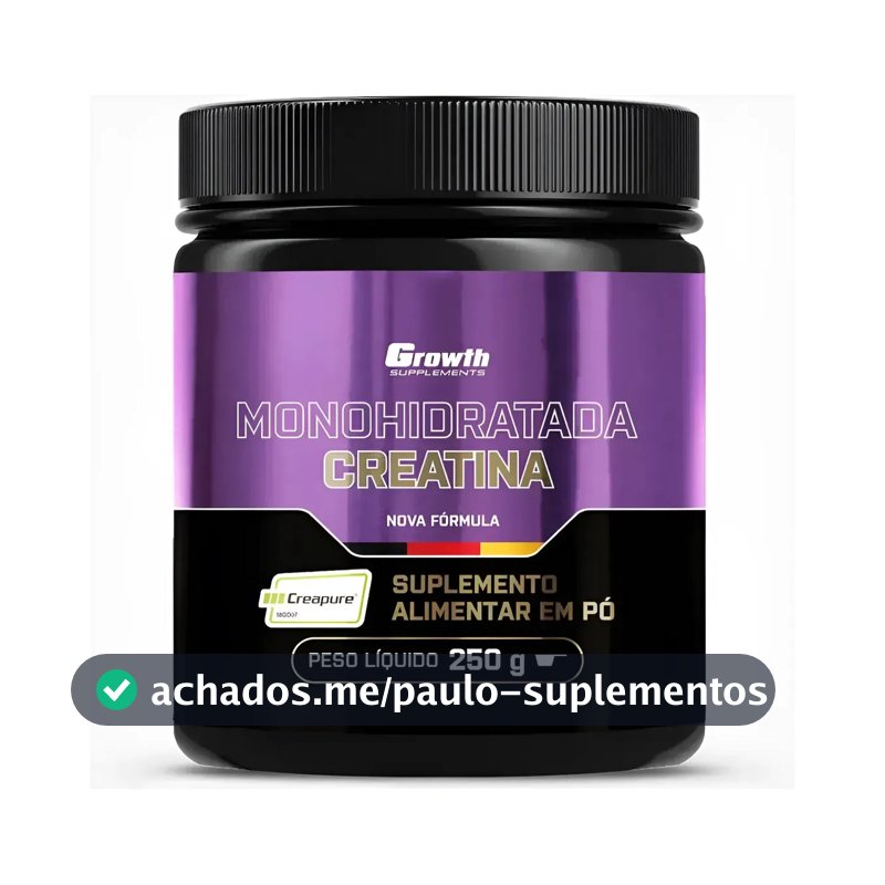 Creatina Creapure Growth 250g Aumento Força Volume Muscular Sabor Natural