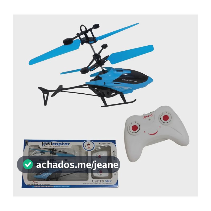 Helicóptero Brinquedo Controle Remoto Recarregável Infantil Cor Azul Personagem Helicóptero Controle Remoto