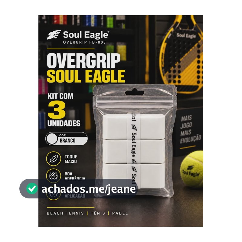 Overgrip Raquete Kit 3 Beach Tennis Padel Tênis Grip Branco