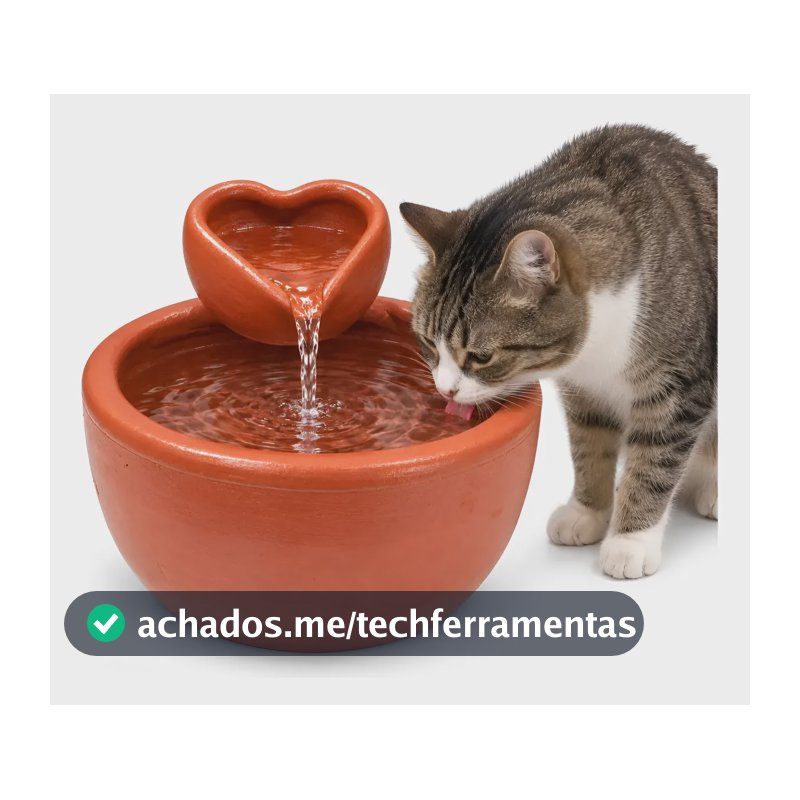 Fonte De Água Para Gato Bebedouro Pet Barro Bomba Completo Bivolt Cerâmica
