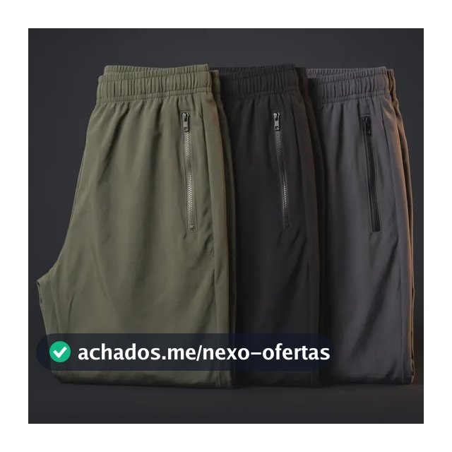 Kit 3 Calças Masculina Tactel Leve Bolso Zíper Premium Verde | Preto | Chumbo Lisa G