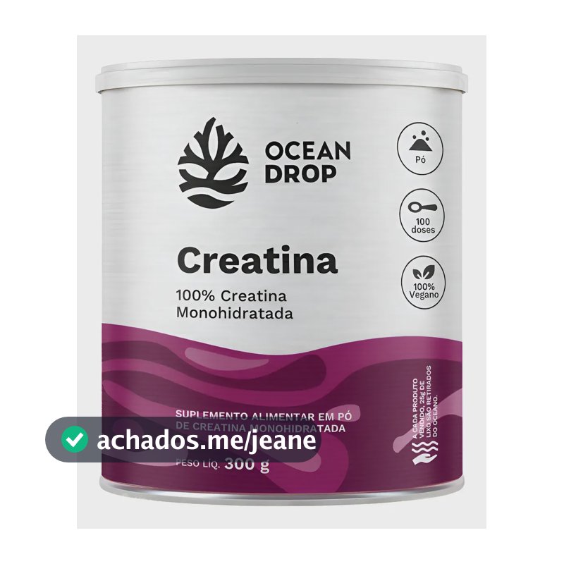 Creatina Monohidratada Ocean Drop Porção 3g Em Pó 100% Pura Creatina 300g | 50 Porções 3g
