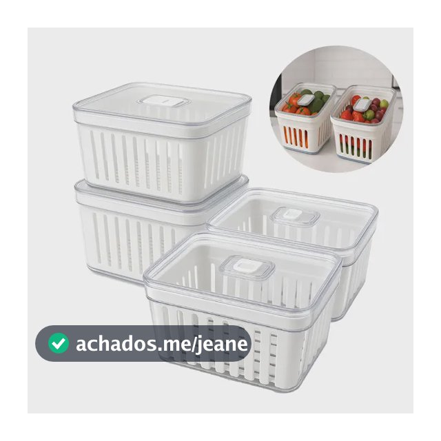 Kit 4 Potes Acrílico 3,8l Organizador Geladeira Rebirth