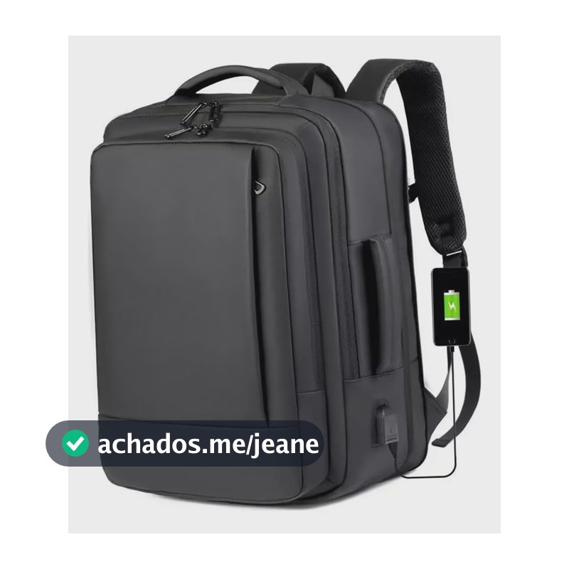 Mochila À Prova D'água Reforçada Expansível Para Viagens Diá Preto