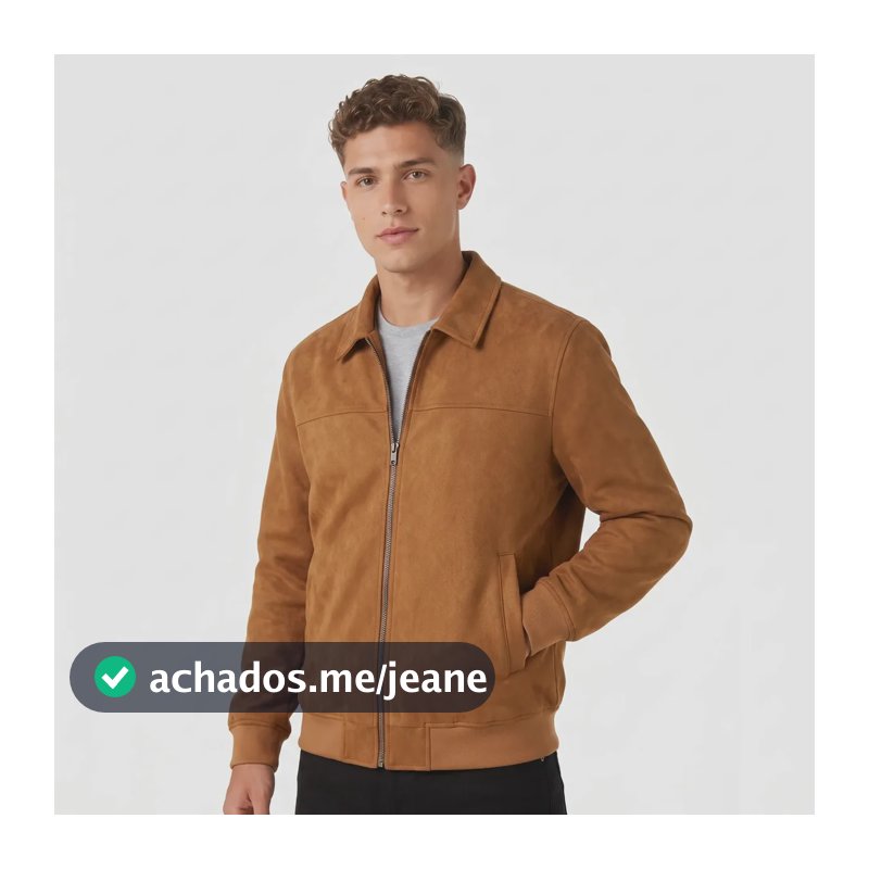 Jaqueta Masculina Casaco Suede Ziper Casual Zermatt Camurça Marrom G