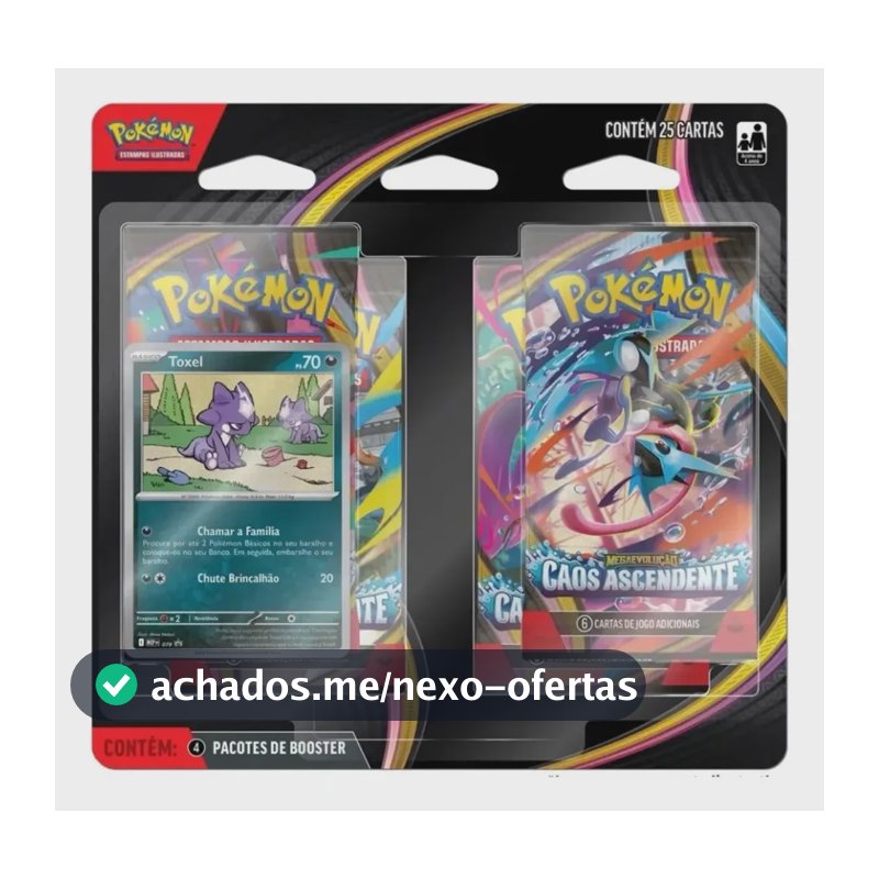 Pokémon ME04 Caos Ascendente Blister Quádruplo Toxel 4 Boosters copag