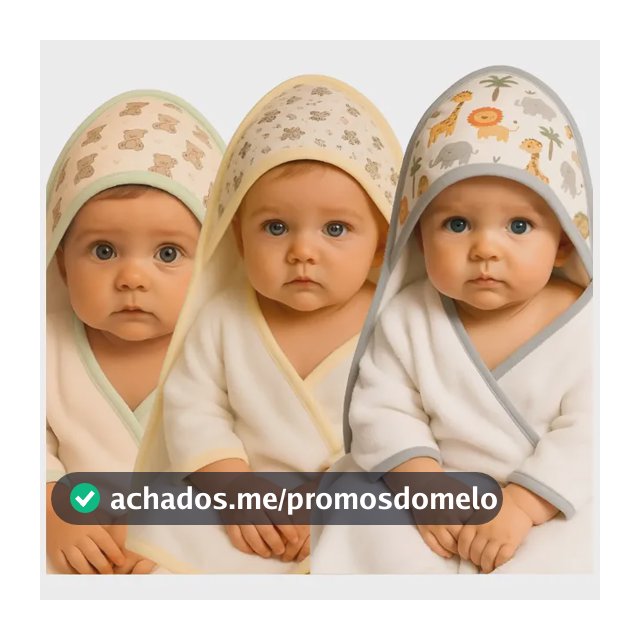 Kit 3 Toalhas Banho Bebê Com Capuz Tecido Atoalhado Infantil