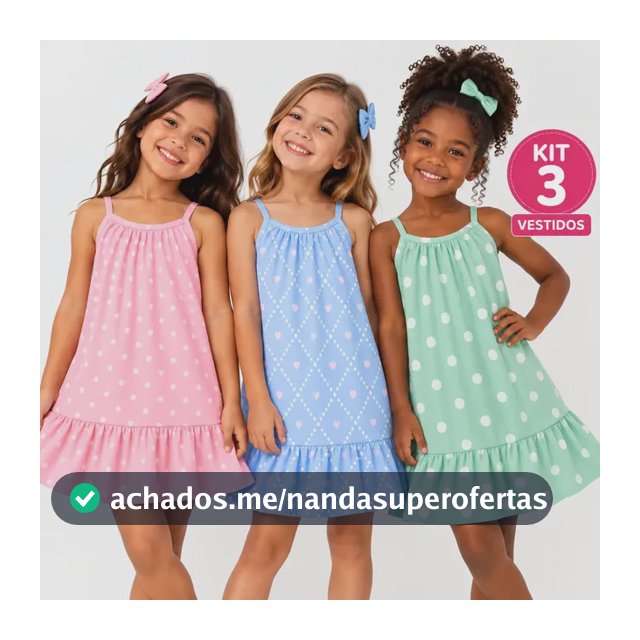 Kit 3 Vestido Infantil Menina Alcinha Verão Sortido 1 Ao 8