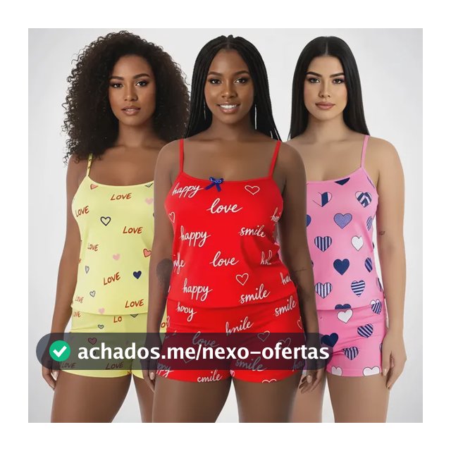Kit 3 Baby Doll Conjunto Feminino Pijama Microfibra Sortidos