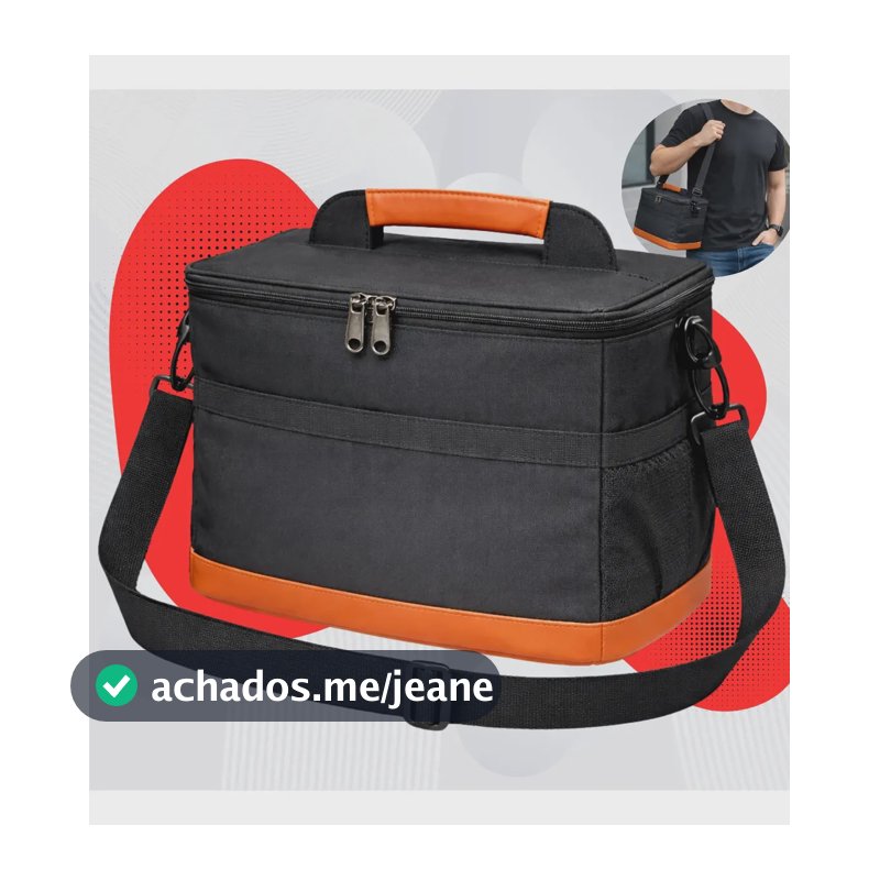 Bolsa Isotérmica Térmica Masculina Feminina Marmita Lancheira Grande 15l Alça Transversal Removível De Ombro Cooler Pequeno Para Frutas Academia Trabalho Passeio Praia Elegante Premium Preto Anne