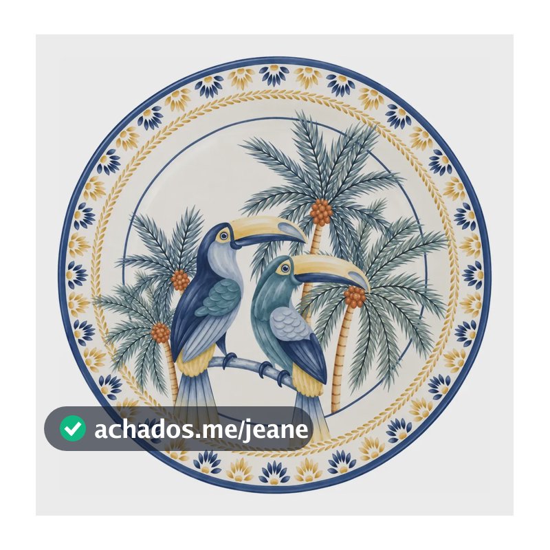 Prato Parede Com Suporte Decorativo Porcelana Brasil 20cm Branco 1321-103 Prato Parede Decorativo Porcelana Cerâmica Suporte Gancho Limão Siciliano Azulejo Passarinho Pássaro Mandala