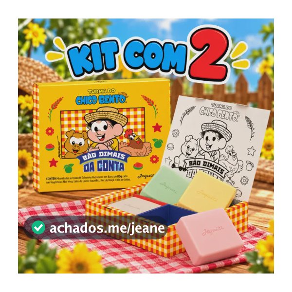 2 Kits Sabonete Hidratante Em Barra Chico Bento 4x80g