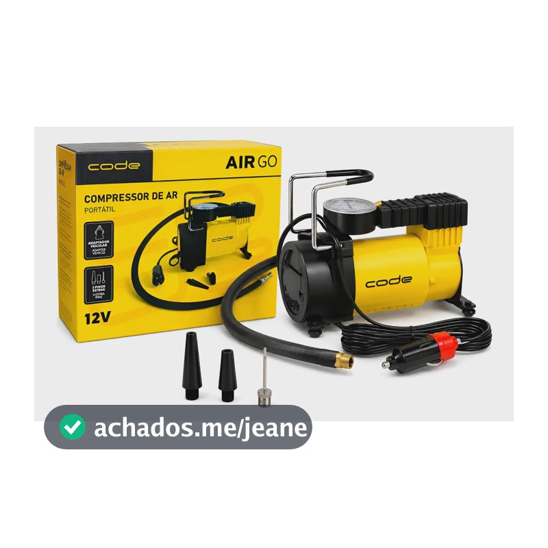Compressor De Ar Portátil Code Air Go 12v Pneu Carro Moto Amarelo/preto 12v