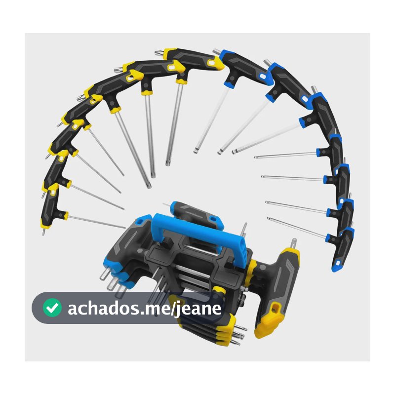 Jogo Chave Allen, 14 Peças De Suporte Métrico De Bra Azul