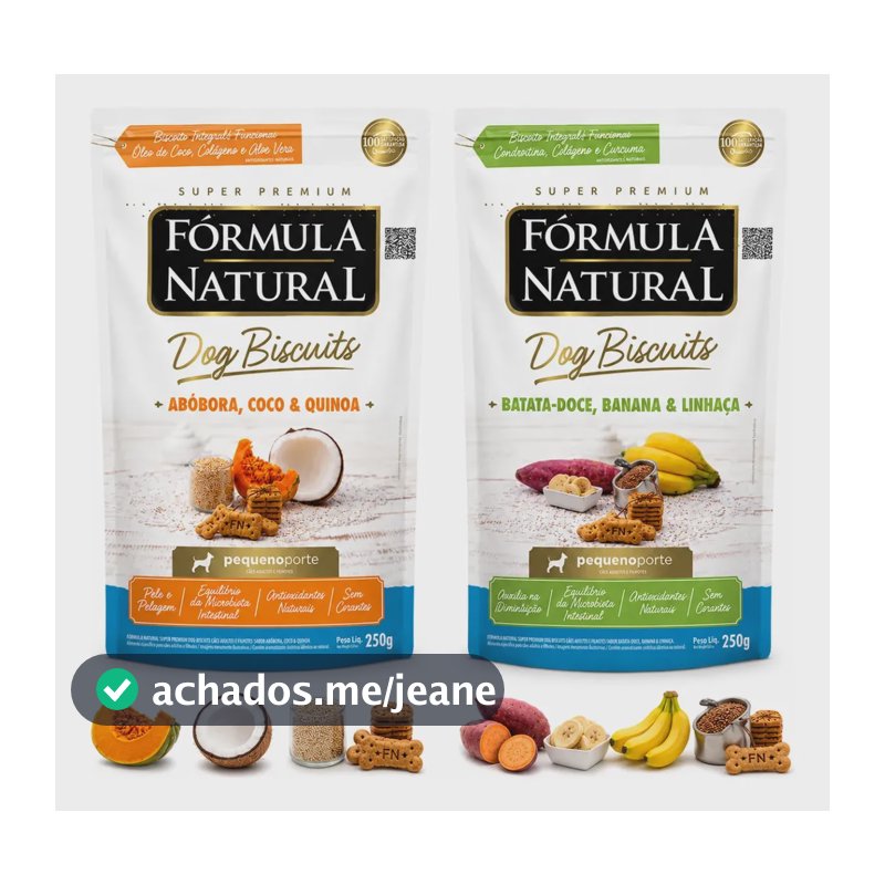 Kit 2 Fórmula Natural Dog Biscuit Batata E Abóbora 250g