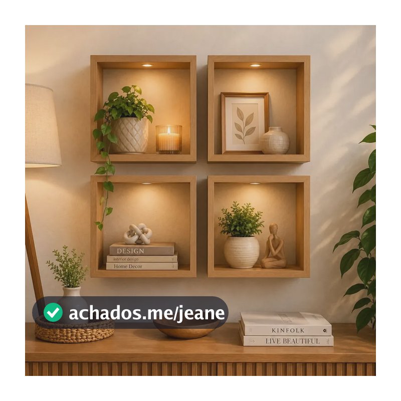 4 Nichos Mdf Cru Sala Quarto Cozinha Casa Parede Escritório Mdf Cru