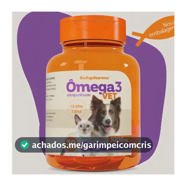 Ômega 3 1000mg Vet Botupharma Pet Line 30 Cápsulas Para Cães e Gatos