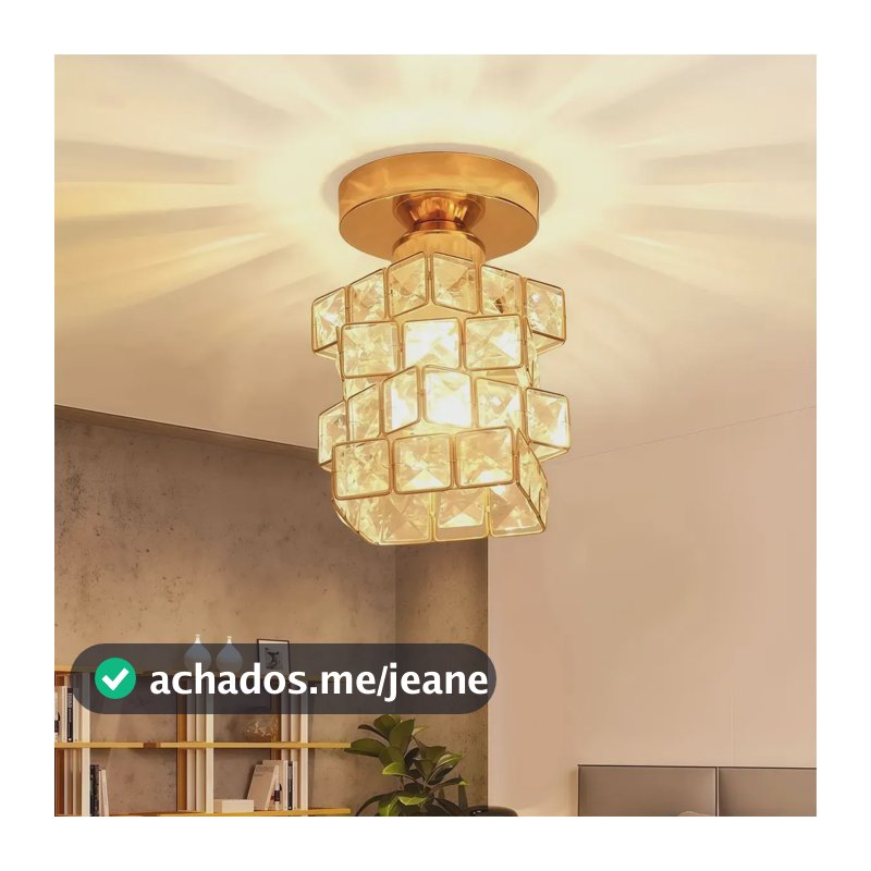Abajur Quadrado Em Cristal, Sala De Estar, Dourado/preto Dourado-2 Transparente 110v - 220v