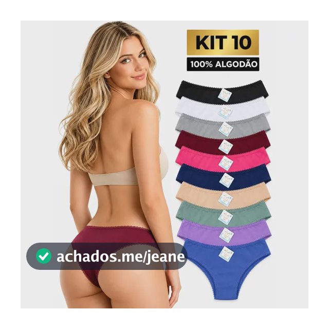 Kit 10 Calcinhas 100% Algodão Premium Envio Rápido