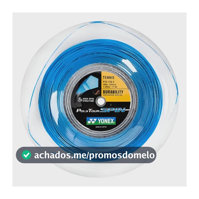 Corda Yonex Poly Tour Spin 17 1.20mm Copolímero Azul Rolo 1.2 Mm Azul