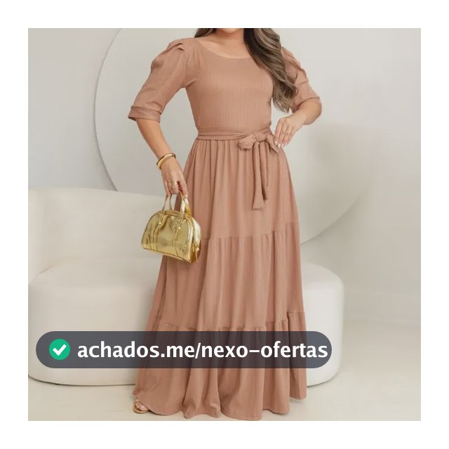 Vestido Feminino Longo Evangélico Luxo Elegante No Canelado