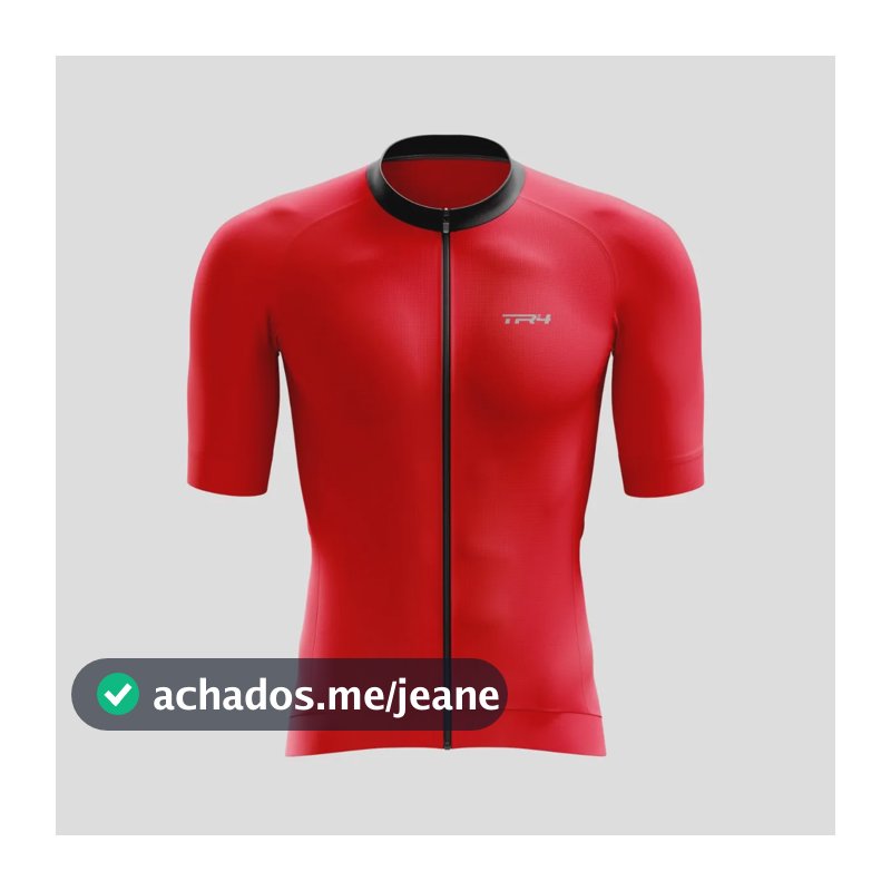 Camisa Masculina Premium Ciclismo Manga Curta Zíper Total Vermelho P