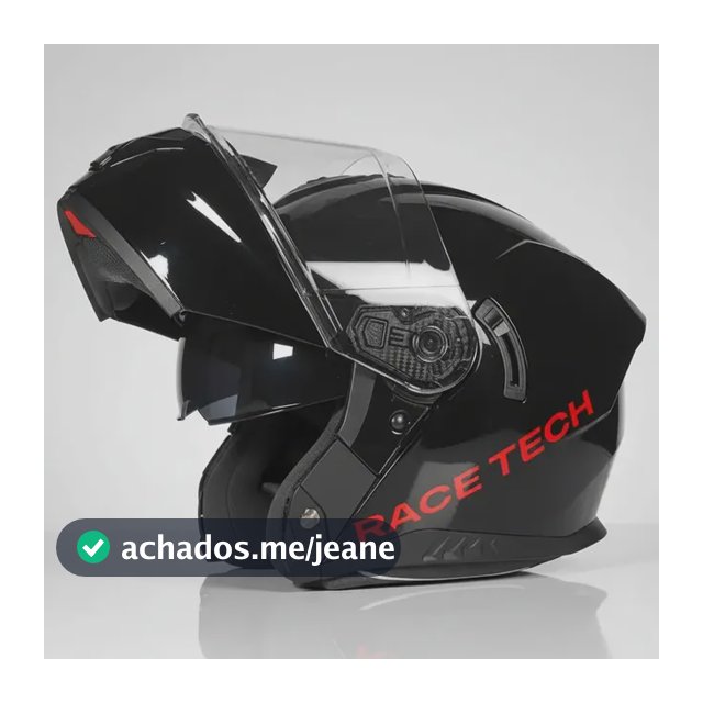 Capacete Race Tech Signal Articulado Monocolor Preto Brilho