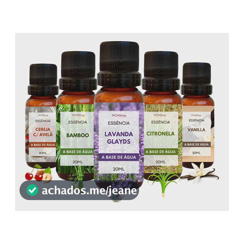 Kit 5 Essências Hidrossolúvel A Base De Água 20ml Para Difusor Umidificador Aromatizador