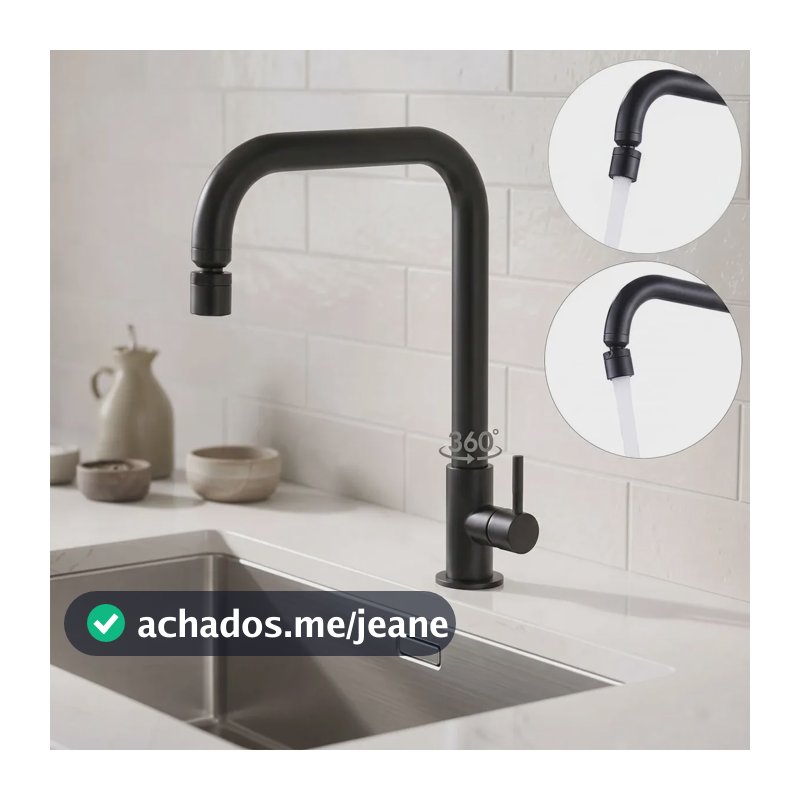 Torneira Para Cozinha Preta Fosca Pode Girar Água Fria Anti-salpicos E Econômica Em Água