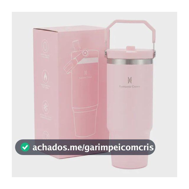 Garrafa Térmica Inox 900ml Tampa Flip Straw Canudo Com Alça Rosa-claro