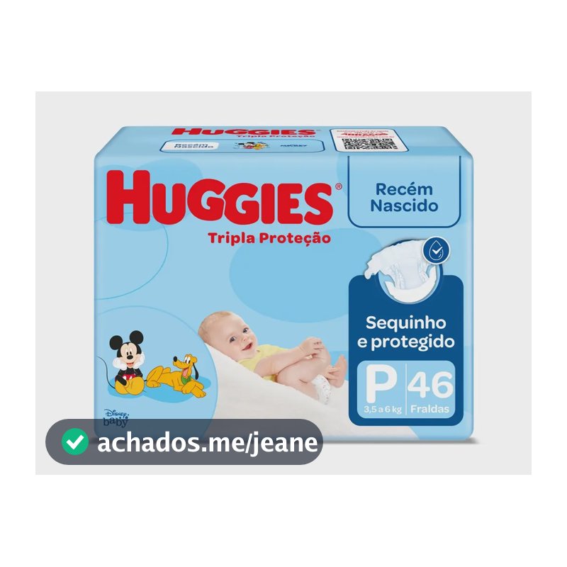 Fralda Disney Baby Tripla Proteção 46 Unidades P Huggies Pequeno (p)