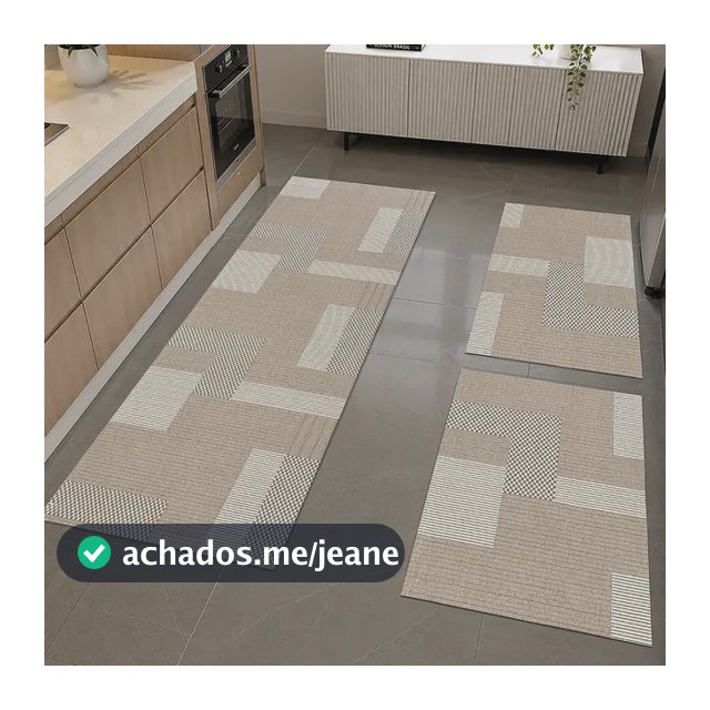 Kit Tapete Cozinha Maya Antiderrapante  Jogo Com 3 Peças 1.4 M 0.46 Cm Caramelo