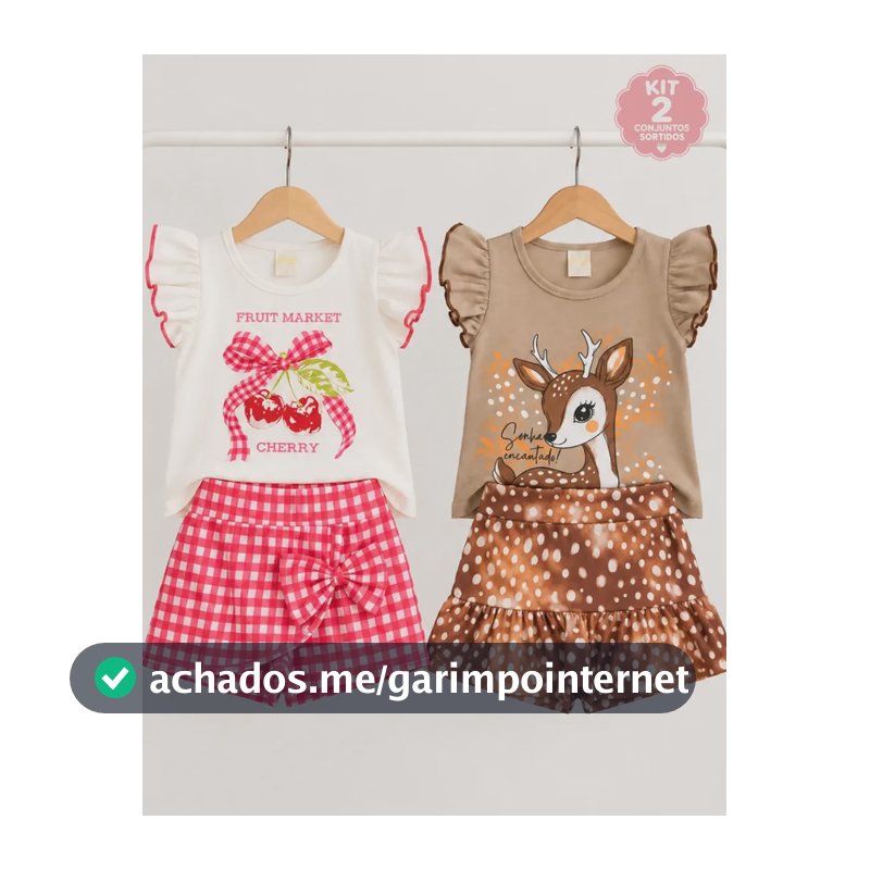 Kit 4 Peças 2 Conjuntos Roupa Infantil Menina Verão Sortido Multicolorido Tamanho 10