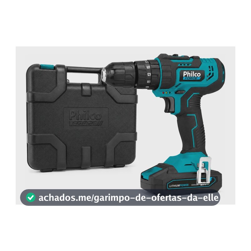 Furadeira Parafusadeira De Impacto Philco 21v 10mm Bivolt  Azul-petróleo 127/220v