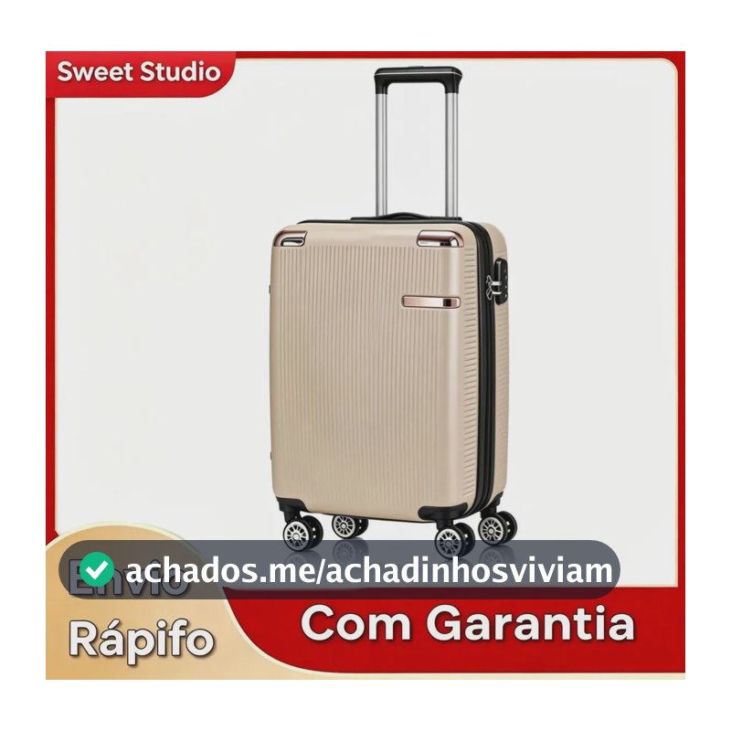 Mala de Bordo Rígida Sweet Studio Dourada com Rodas 360, para Viagem Dourado 2080