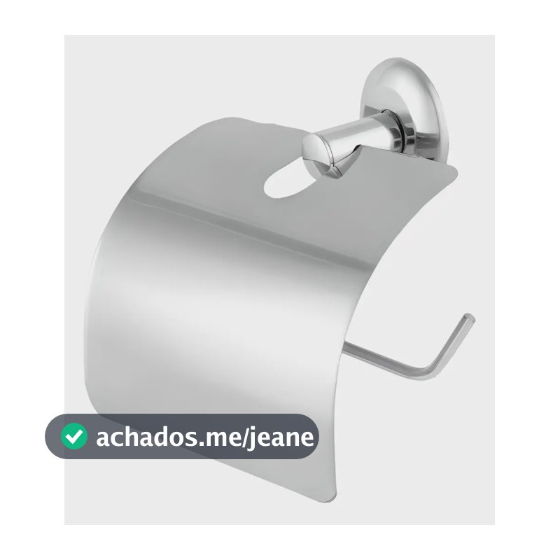 Porta Papel Higiênico Premier Stander Inox Prateado de Parede com Tampa