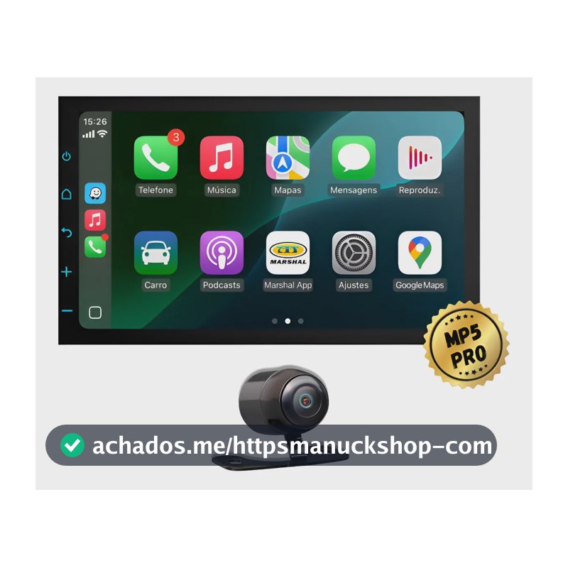 Central Multimidia Mp5 Pro+ 7' Carplay Android Auto + Câmera Preto
