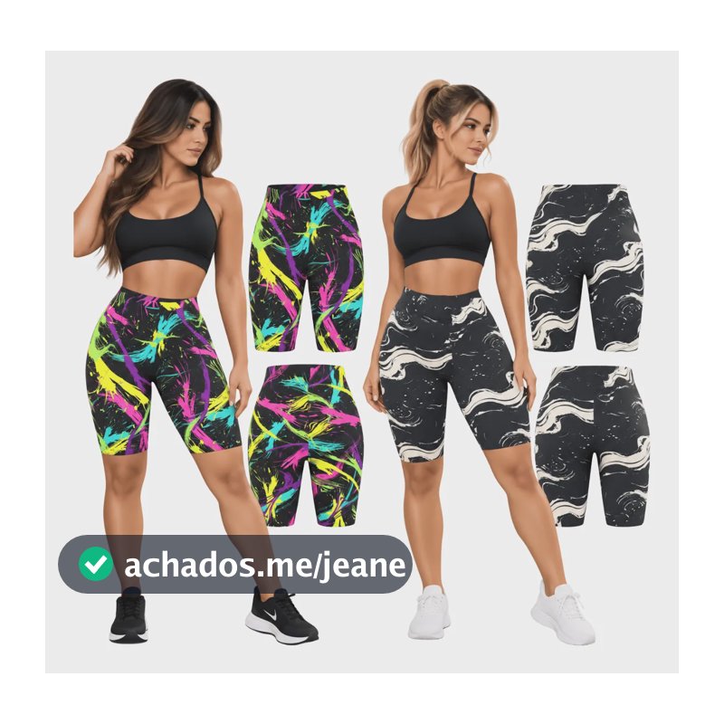 Bermuda Feminina Ciclista Suplex Estampada Adulto Academia Estampa Clean G