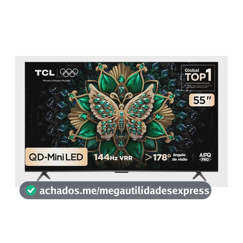 Smart Tv Tcl 55 Polegadas Qd-Mini Led 4k C6k Wifi Bluetooth Google Tv 4 Hdmi 144hz Hdr10+ 55c6k
