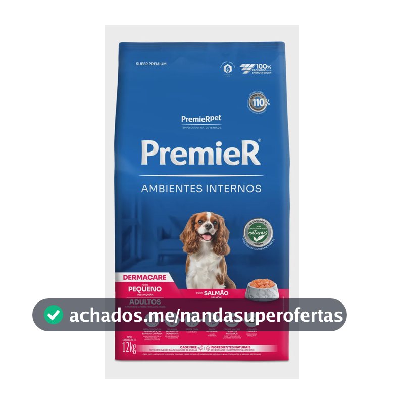 Ração Premier Ambientes Internos Dermacare Adultos Pequeños 12kg