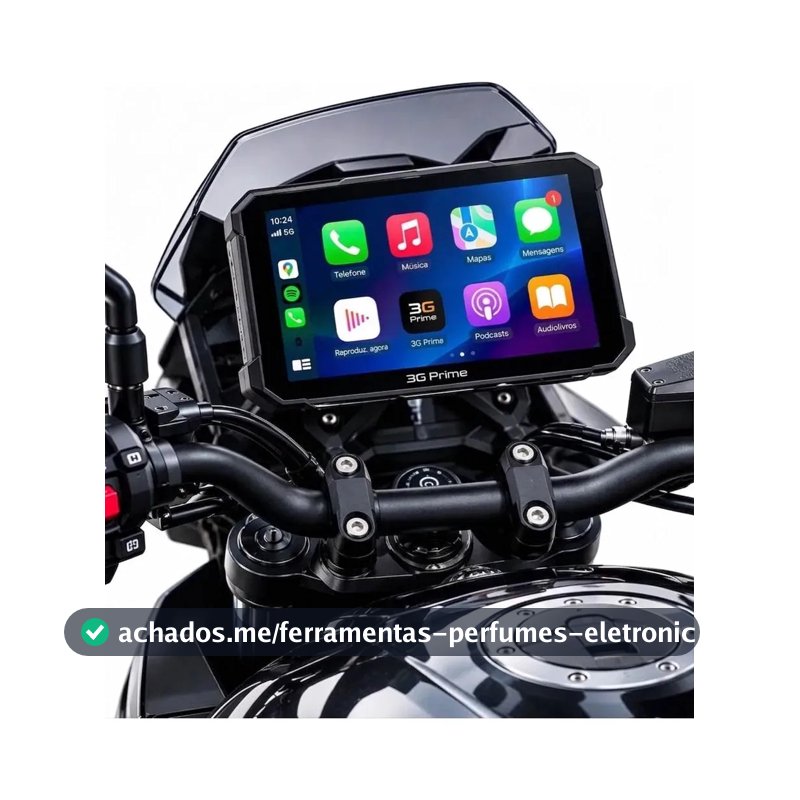 Multimídia Moto 5 Polegadas CarPlay Android Auto GPS Bluetooth IP67 Tela Touch Sem Fio
