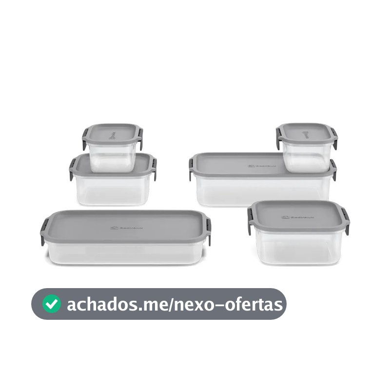 Electrolux Kit 6 Potes Herméticos De Plástico Cinza, 12,4l, Safelock, Empilhável e Modular